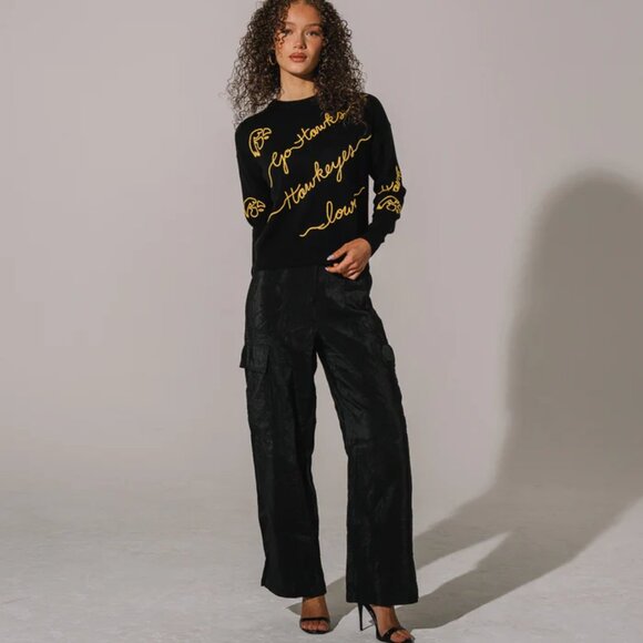 NEW Kadyluxe Iowa Hawkeyes Embroidered Love Letter Sweater Wool Blend - Picture 5 of 14